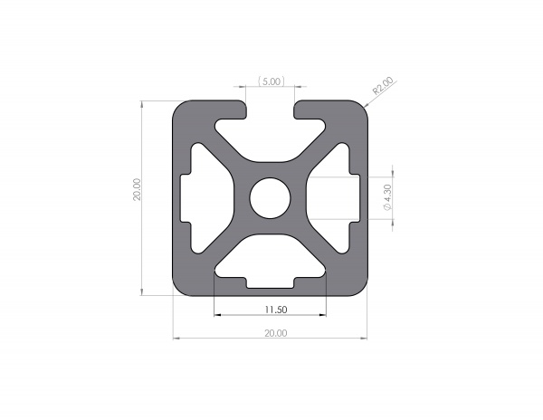 Aluminiumprofil 20x20 Nut 5 I-Typ 3N